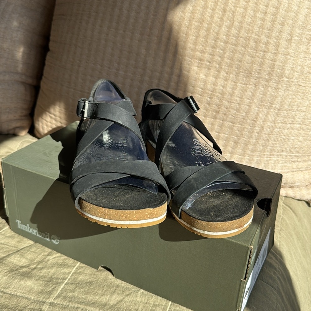 Timberland Malibu Waves Ankle Strap Sandal Black Nubuck size 10